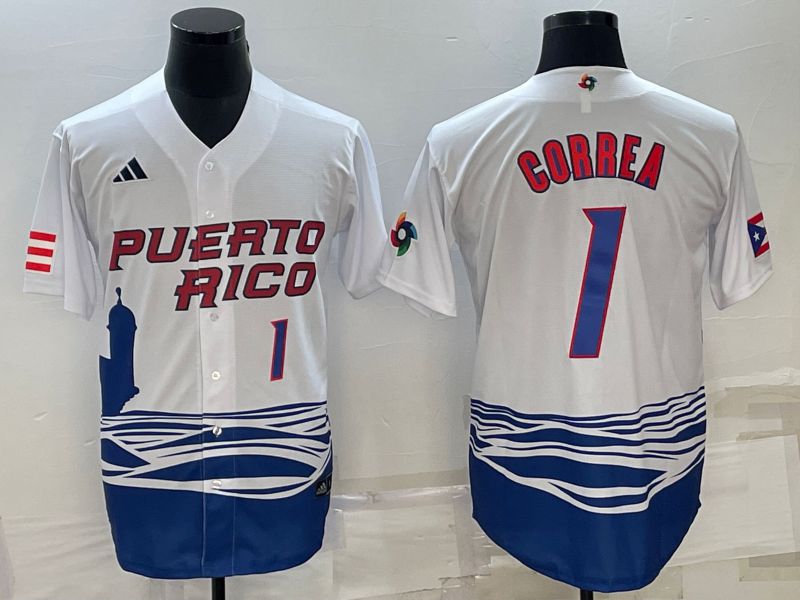 Men 2023 World Cub 1 Correa White MLB Jersey1